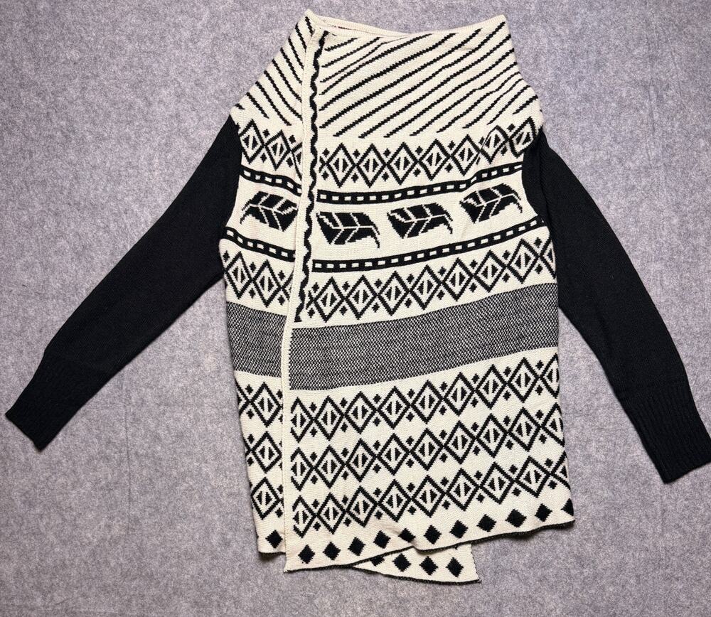 Spoiled Angel Women's Geometric Aztec Cardigan Open Sweater Large